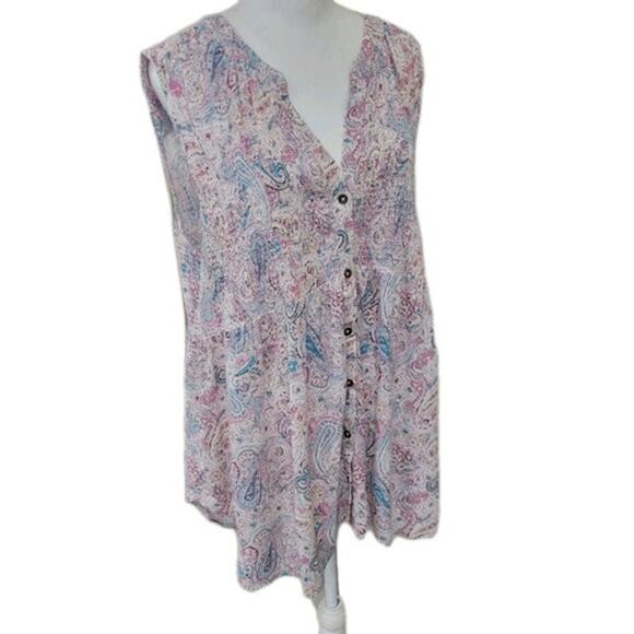 Knox Rose Paisley Tank Top Women's XXL Smocked Sleeveless Rayon‎ Summer Shirt - Picture 12 of 15